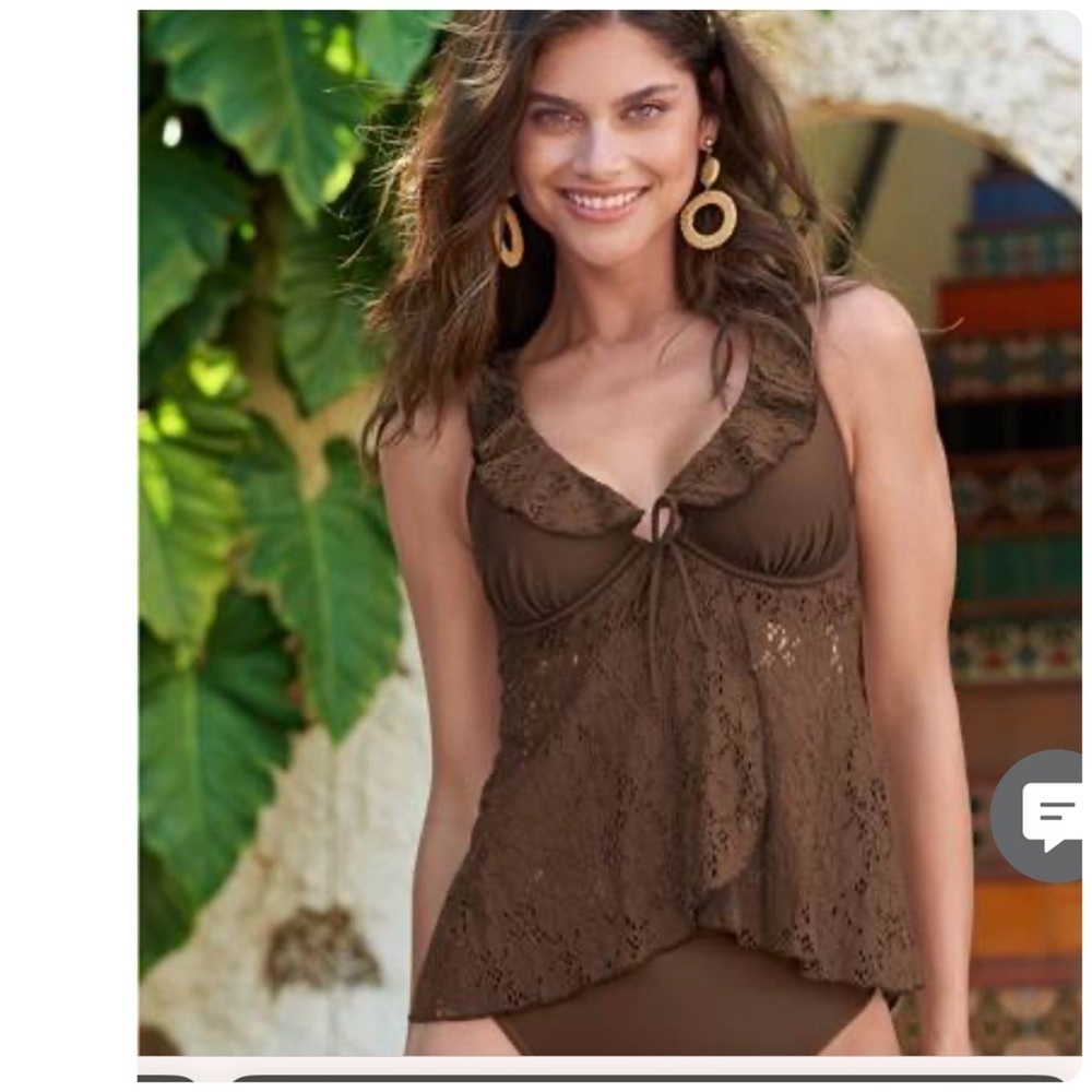 Venus Mocha Lace underwire Tankini Swimsuit Top 8, 10